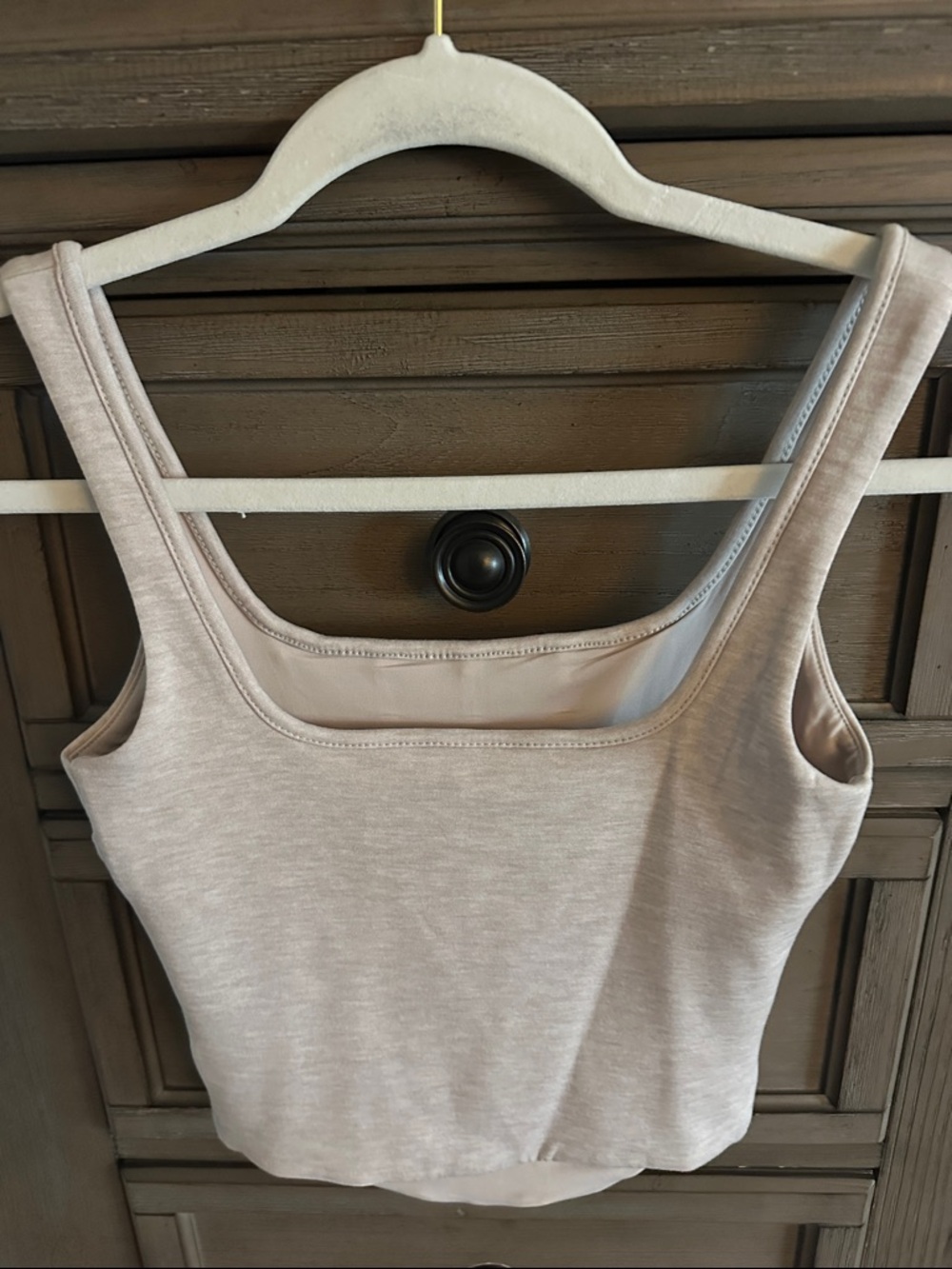 Express Beige Ribbed Crop Tank Top - Picture 2 of 4
